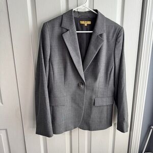 Alex Marie‎ Gray Wool Blend One Button Blazer Women's Size 14 Preppy Business